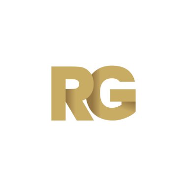 Initial letters RG, overlapping fold logo, brown gold, vector template elements for creative industry