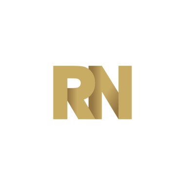 Initial letters RN, overlapping fold logo, brown gold, vector template elements for creative industry