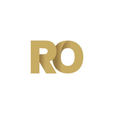 Initial letters RO, overlapping fold logo, brown gold, vector template elements for creative industry
