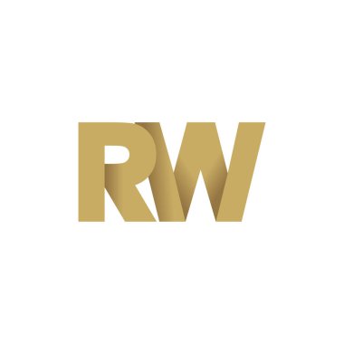 Initial letters RW, overlapping fold logo, brown gold, vector template elements for creative industry