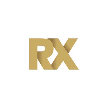 Initial letters RX, overlapping fold logo, brown gold, vector template elements for creative industry