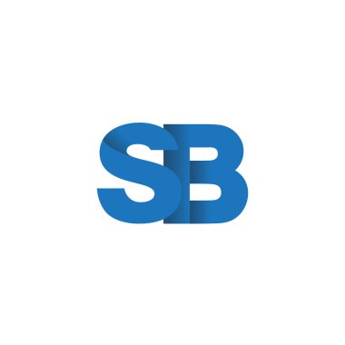 Initial letters SB, overlapping fold logo, blue, vector template elements for creative industry