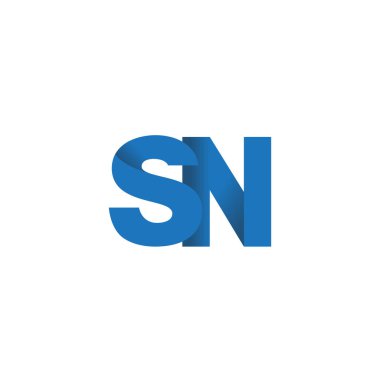 Initial letters SN, overlapping fold logo, blue, vector template elements for creative industry