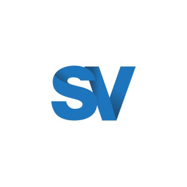 Initial letters SV, overlapping fold logo, blue, vector template elements for creative industry