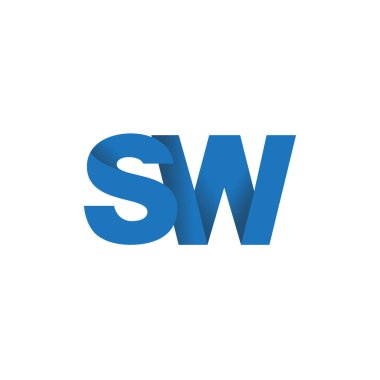 Initial letters SW, overlapping fold logo, blue, vector template elements for creative industry