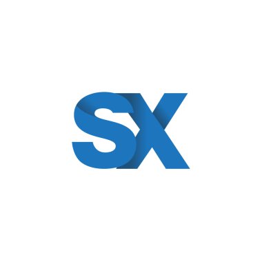 Initial letters SX, overlapping fold logo, blue, vector template elements for creative industry