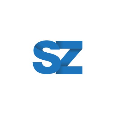 Initial letters SZ, overlapping fold logo, blue, vector template elements for creative industry