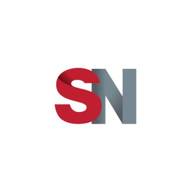 Initial letters SN, overlapping fold logo, red gray, vector template elements for creative industry