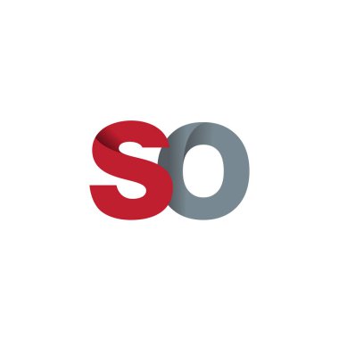 Initial letters SO, overlapping fold logo, red gray, vector template elements for creative industry
