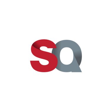 Initial letters SQ, overlapping fold logo, red gray, vector template elements for creative industry