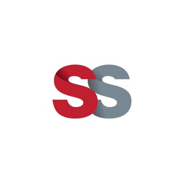 Initial letters SS, overlapping fold logo, red gray, vector template elements for creative industry