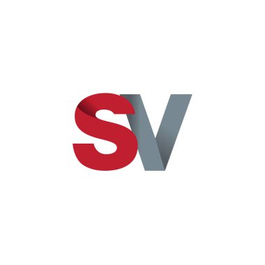 Initial letters SV, overlapping fold logo, red gray, vector template elements for creative industry