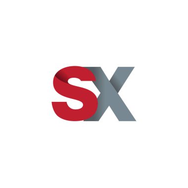 Initial letters SX, overlapping fold logo, red gray, vector template elements for creative industry