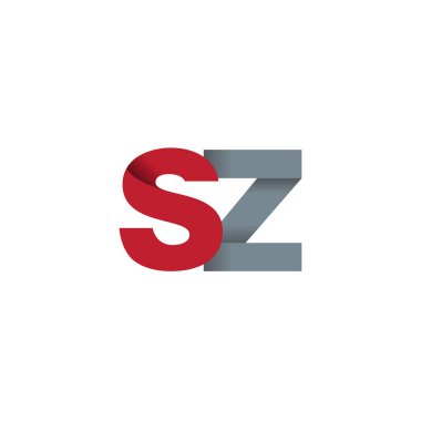 Initial letters SZ, overlapping fold logo, red gray, vector template elements for creative industry
