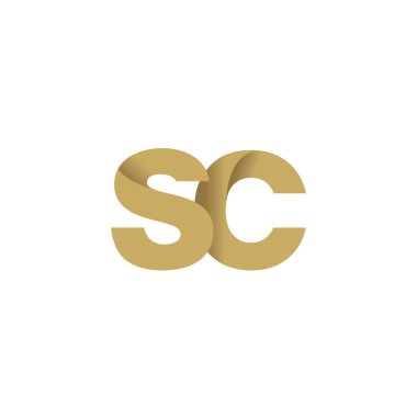 Initial letters SC, overlapping fold logo, brown gold, vector template elements for creative industry