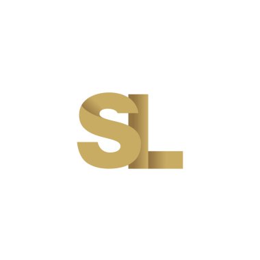 Initial letters SL, overlapping fold logo, brown gold, vector template elements for creative industry