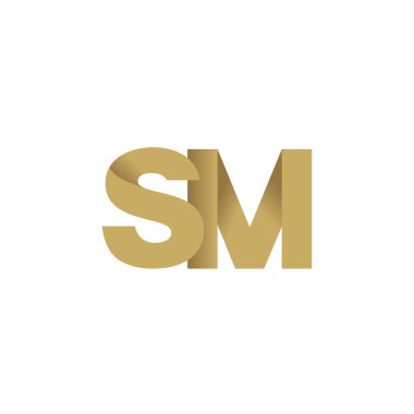 Initial letters SM, overlapping fold logo, brown gold, vector template elements for creative industry