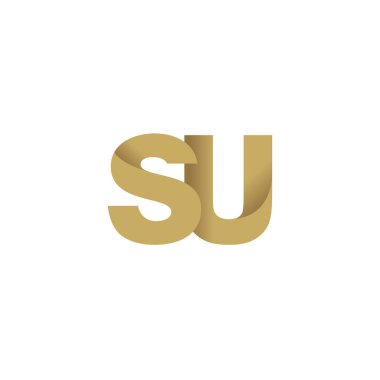 Initial letters SU, overlapping fold logo, brown gold, vector template elements for creative industry