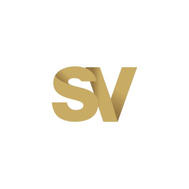 Initial letters SV, overlapping fold logo, brown gold, vector template elements for creative industry