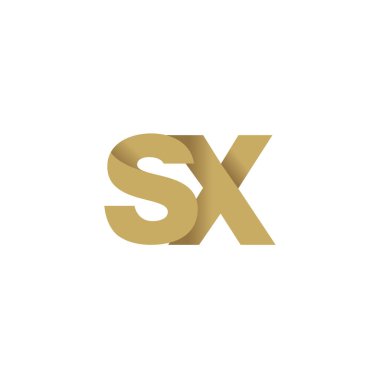 Initial letters SX, overlapping fold logo, brown gold, vector template elements for creative industry