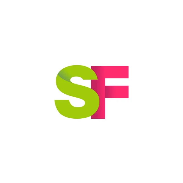 Initial Letters Overlapping Fold Logo Green Magenta Pink Vector Template — ストックベクタ