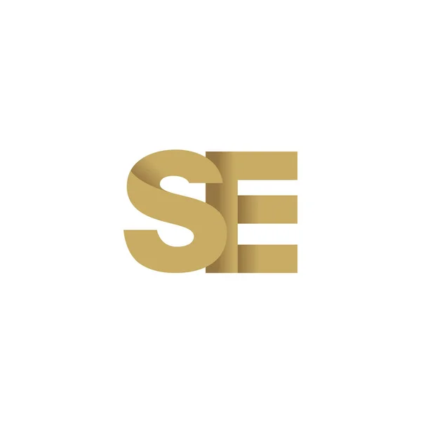 Initial Letters Overlapping Fold Logo Brown Gold Vector Template Elements - Stok Vektor