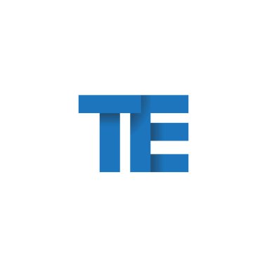 Initial letters TE, overlapping fold logo, blue, vector template elements for creative industry