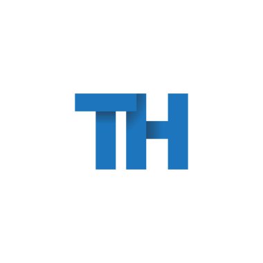 Initial letters TH, overlapping fold logo, blue, vector template elements for creative industry