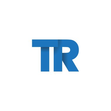 Initial letters TR, overlapping fold logo, blue, vector template elements for creative industry