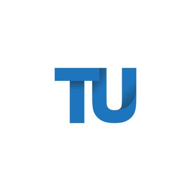 Initial letters TU, overlapping fold logo, blue, vector template elements for creative industry