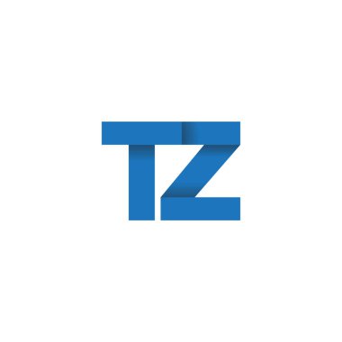 Initial letters TZ, overlapping fold logo, blue, vector template elements for creative industry