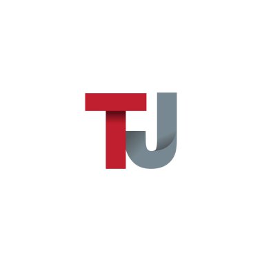 Initial letters TJ, overlapping fold logo, red gray, vector template elements for creative industry