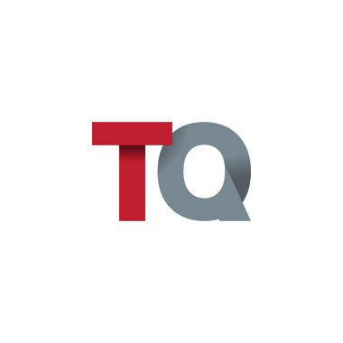 Initial letters TQ, overlapping fold logo, red gray, vector template elements for creative industry