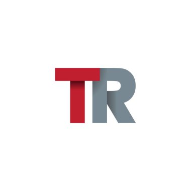 Initial letters TR, overlapping fold logo, red gray, vector template elements for creative industry
