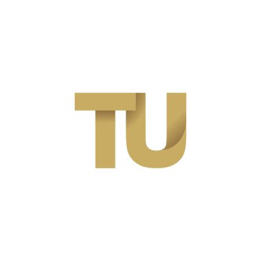 Initial letters TU, overlapping fold logo, brown gold, vector template elements for creative industry
