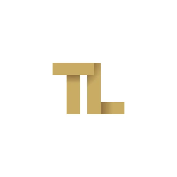 Initial Letters Overlapping Fold Logo Brown Gold Vector Template Elements — Stok Vektör