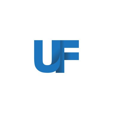 Initial letters UF, overlapping fold logo, blue, vector template elements for creative industry