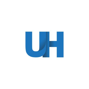 Initial letters UH, overlapping fold logo, blue, vector template elements for creative industry