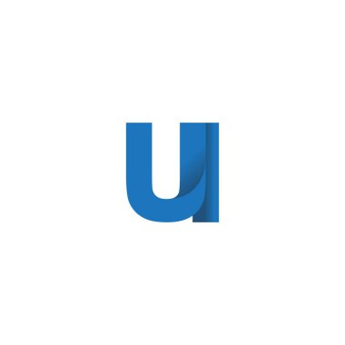 Initial letters UI, overlapping fold logo, blue, vector template elements for creative industry