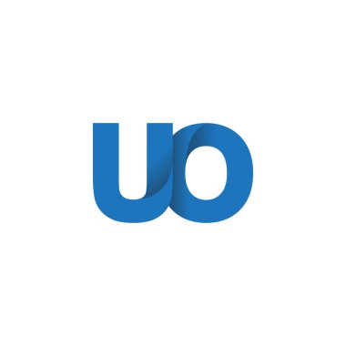 Initial letters UO, overlapping fold logo, blue, vector template elements for creative industry