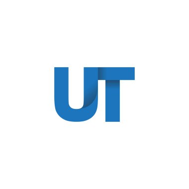 Initial letters UT, overlapping fold logo, blue, vector template elements for creative industry