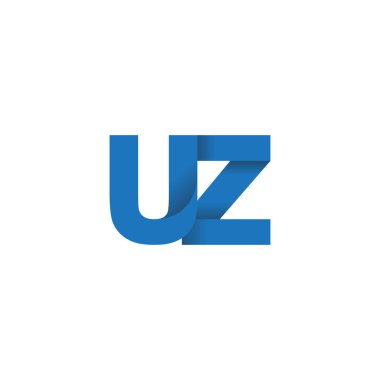 Initial letters UZ, overlapping fold logo, blue, vector template elements for creative industry
