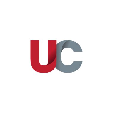 Initial letters UC, overlapping fold logo, red gray, vector template elements for creative industry