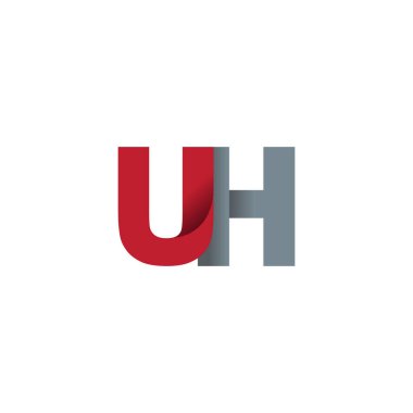 Initial letters UH, overlapping fold logo, red gray, vector template elements for creative industry