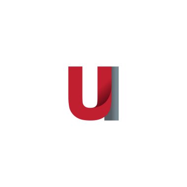 Initial letters UI, overlapping fold logo, red gray, vector template elements for creative industry