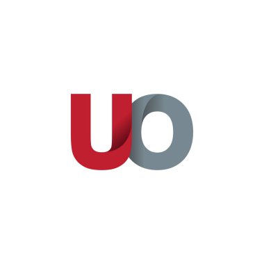 Initial letters UO, overlapping fold logo, red gray, vector template elements for creative industry