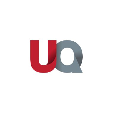 Initial letters UQ, overlapping fold logo, red gray, vector template elements for creative industry