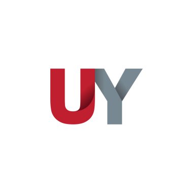 Initial letters UY, overlapping fold logo, red gray, vector template elements for creative industry
