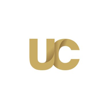Initial letters UC, overlapping fold logo, brown gold, vector template elements for creative industry