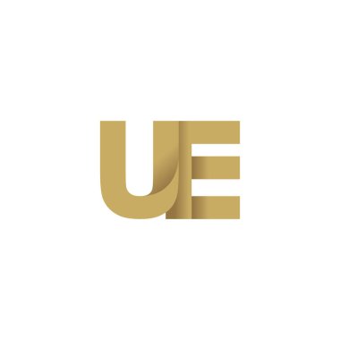 Initial letters UE, overlapping fold logo, brown gold, vector template elements for creative industry